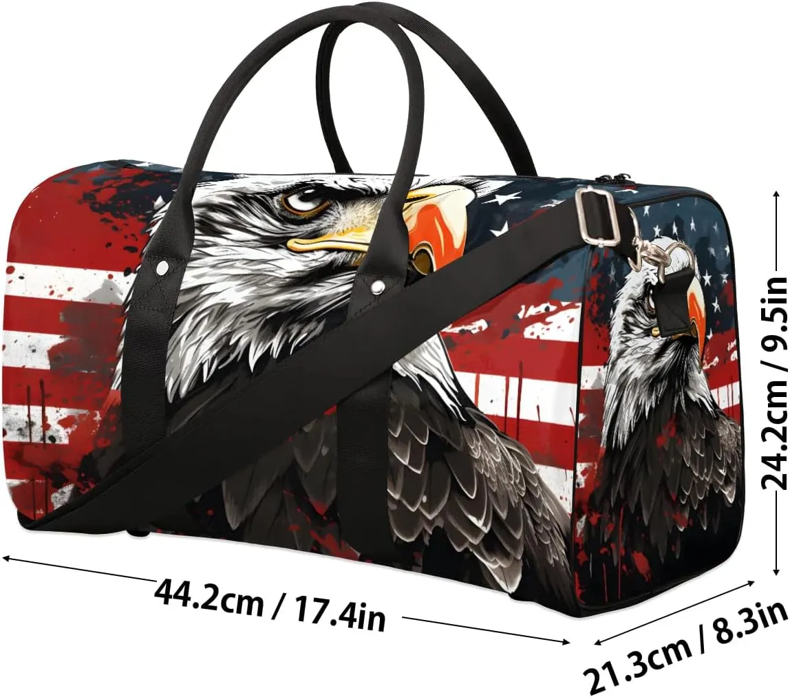 Bald Eagles Travel Duffel Bag for Women Men Waterproof Foldable Overnight Weekender Bag Large Capacity Sports Gym Bag