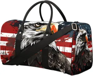 Bald Eagles Travel Duffel Bag for Women Men Waterproof Foldable Overnight Weekender Bag Large Capacity Sports Gym Bag