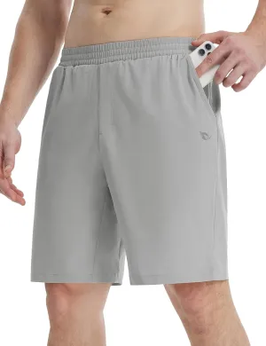 baleaf Men's Athletic Running Shorts 9" Quick Dry Workout Gym Shorts Lightweight Mesh 2 in 1 Shorts with Zipper Pockets