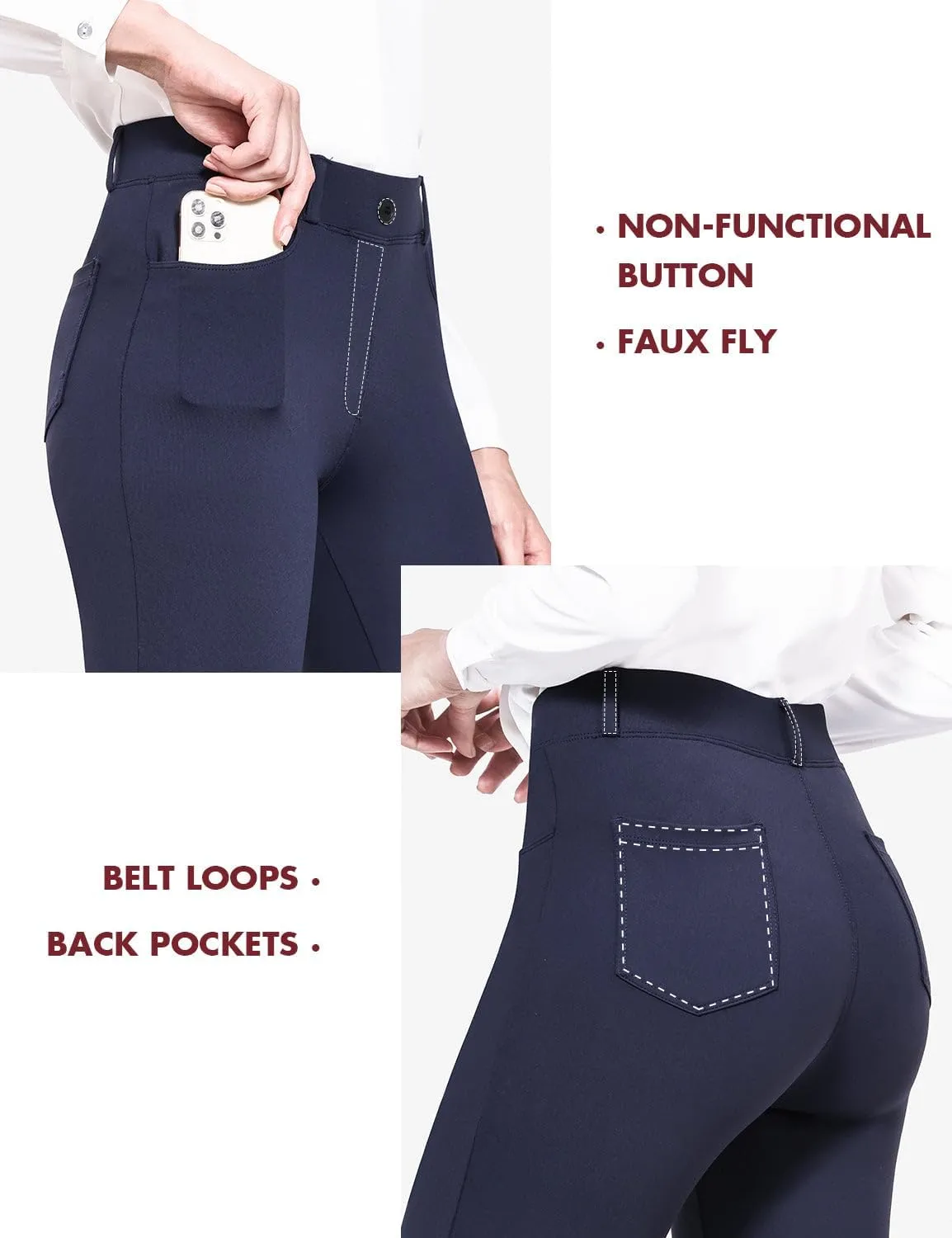 baleaf Womens Dress Pants 29"/31" Yoga Work Pants Straight Leg/Bootcut Pull On Slacks Business Casual Office Pockets