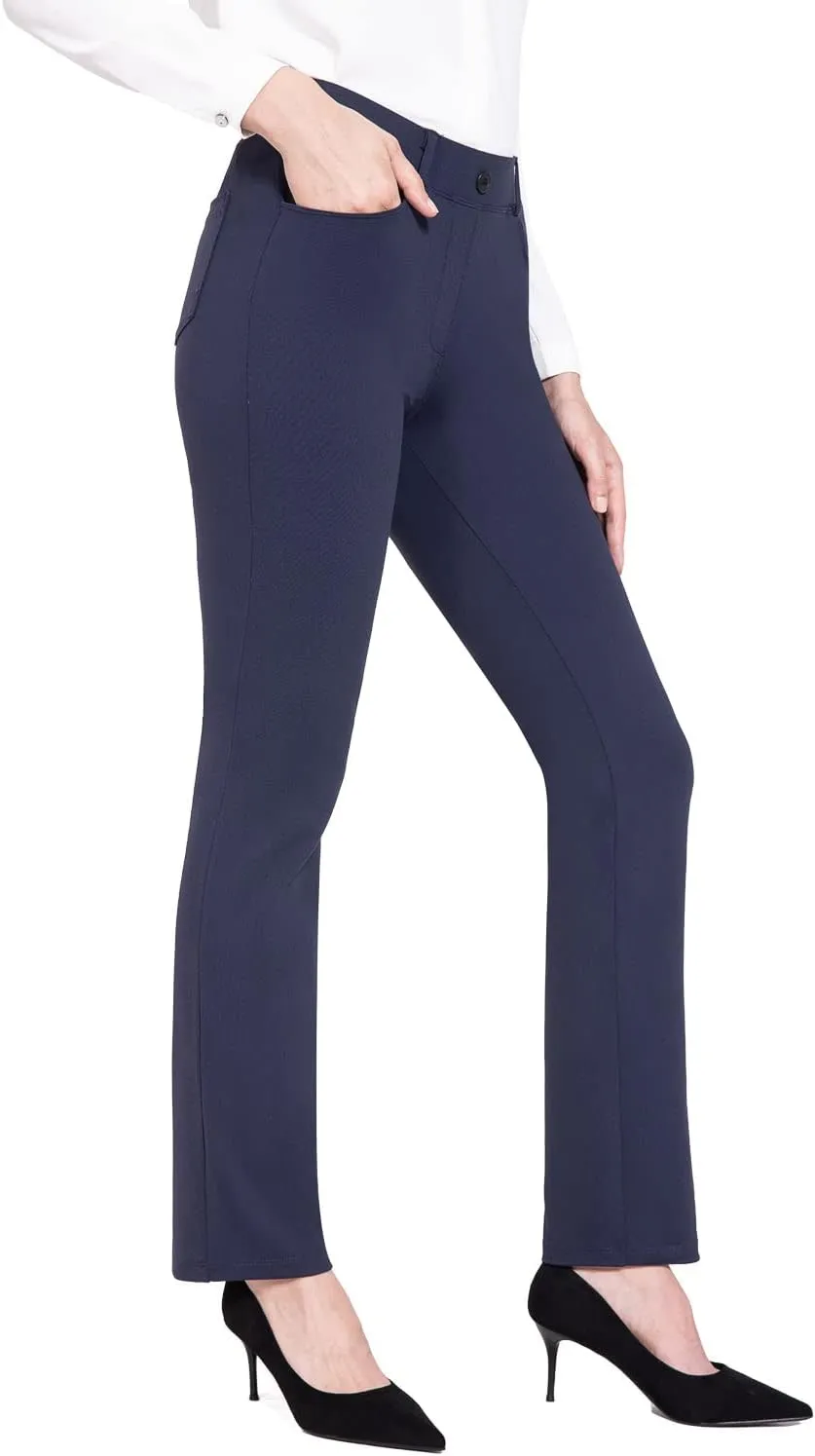 baleaf Womens Dress Pants 29"/31" Yoga Work Pants Straight Leg/Bootcut Pull On Slacks Business Casual Office Pockets