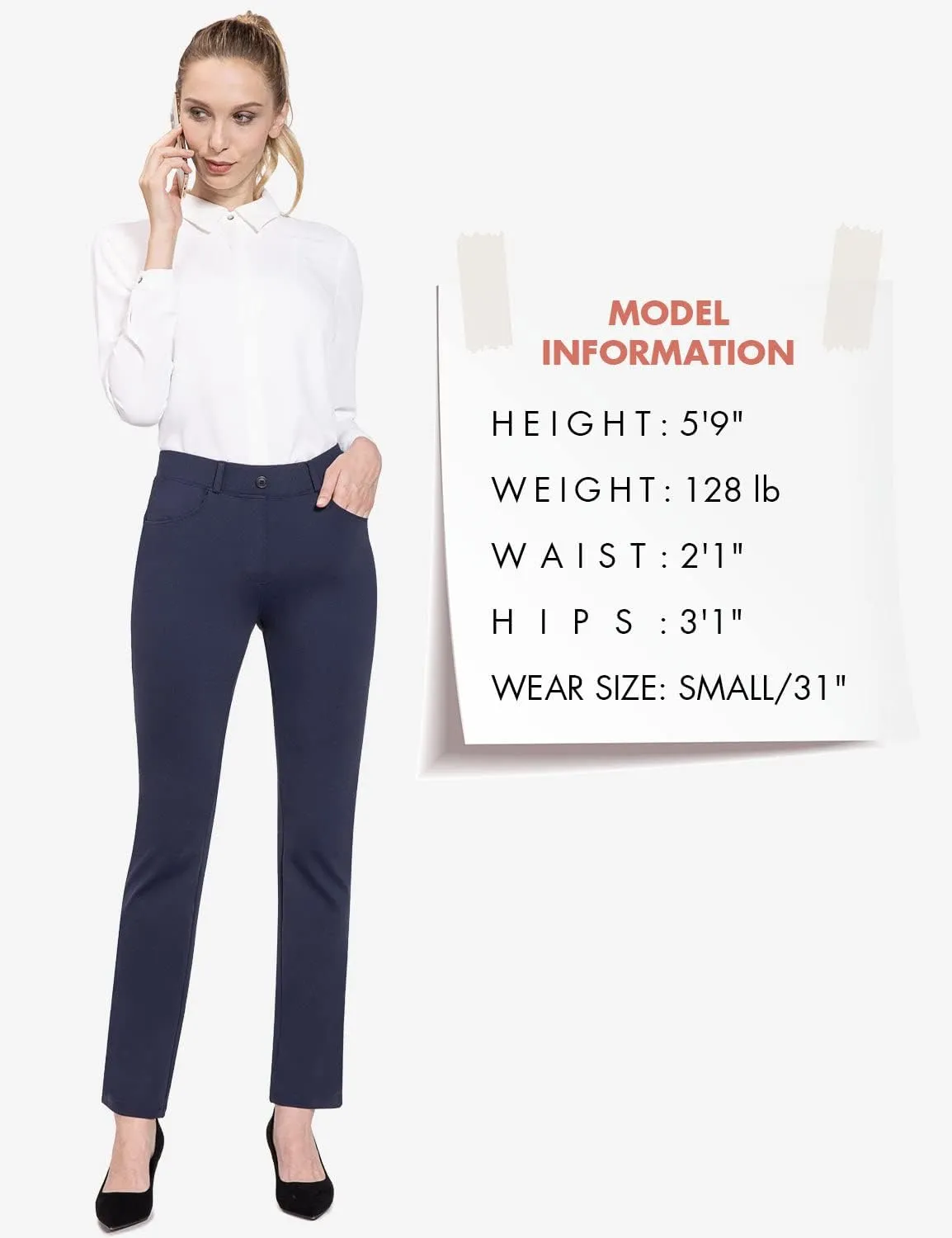 baleaf Womens Dress Pants 29"/31" Yoga Work Pants Straight Leg/Bootcut Pull On Slacks Business Casual Office Pockets