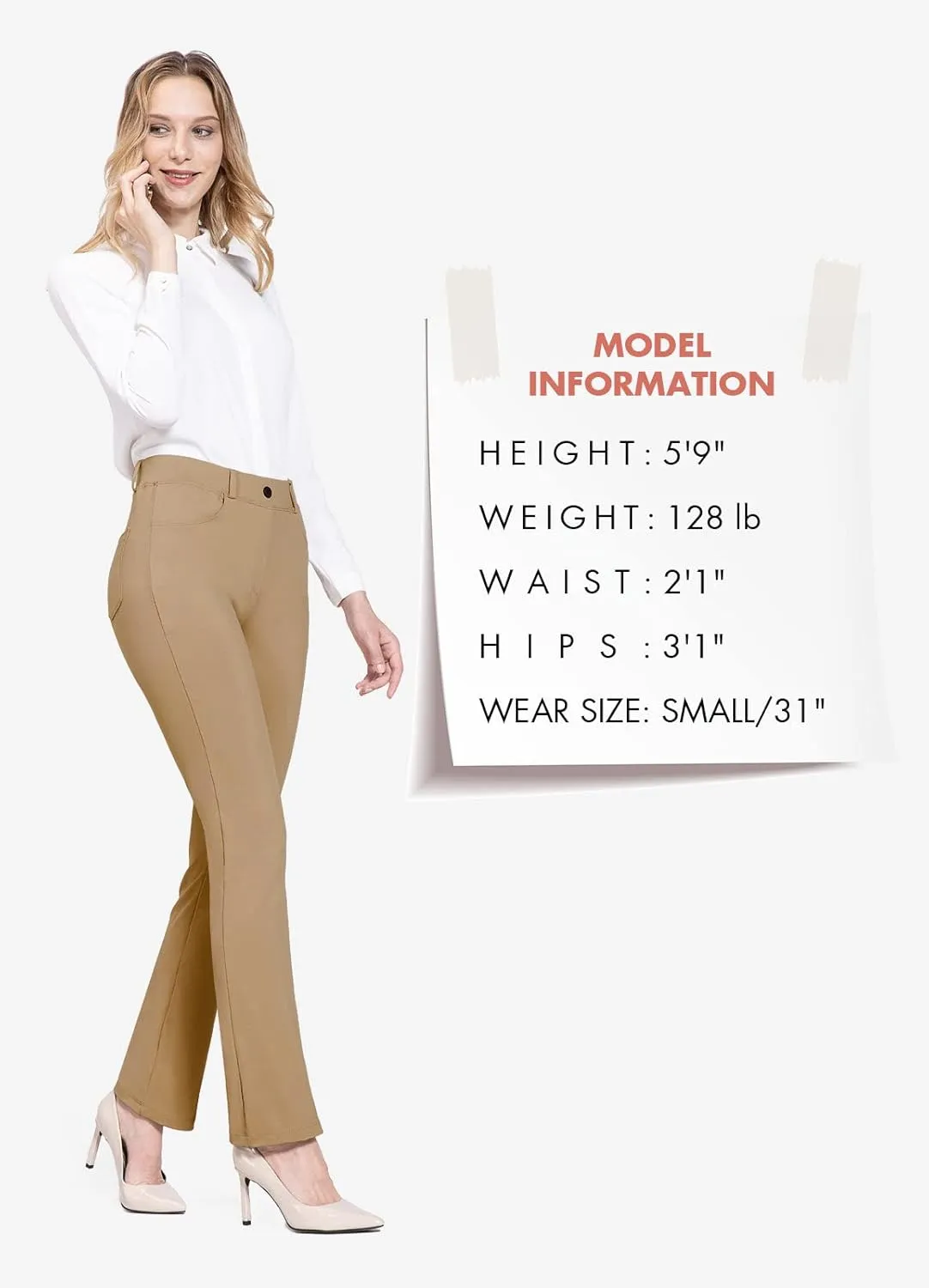 baleaf Womens Dress Pants 29"/31" Yoga Work Pants Straight Leg/Bootcut Pull On Slacks Business Casual Office Pockets