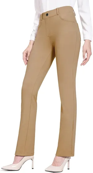 baleaf Womens Dress Pants 29"/31" Yoga Work Pants Straight Leg/Bootcut Pull On Slacks Business Casual Office Pockets