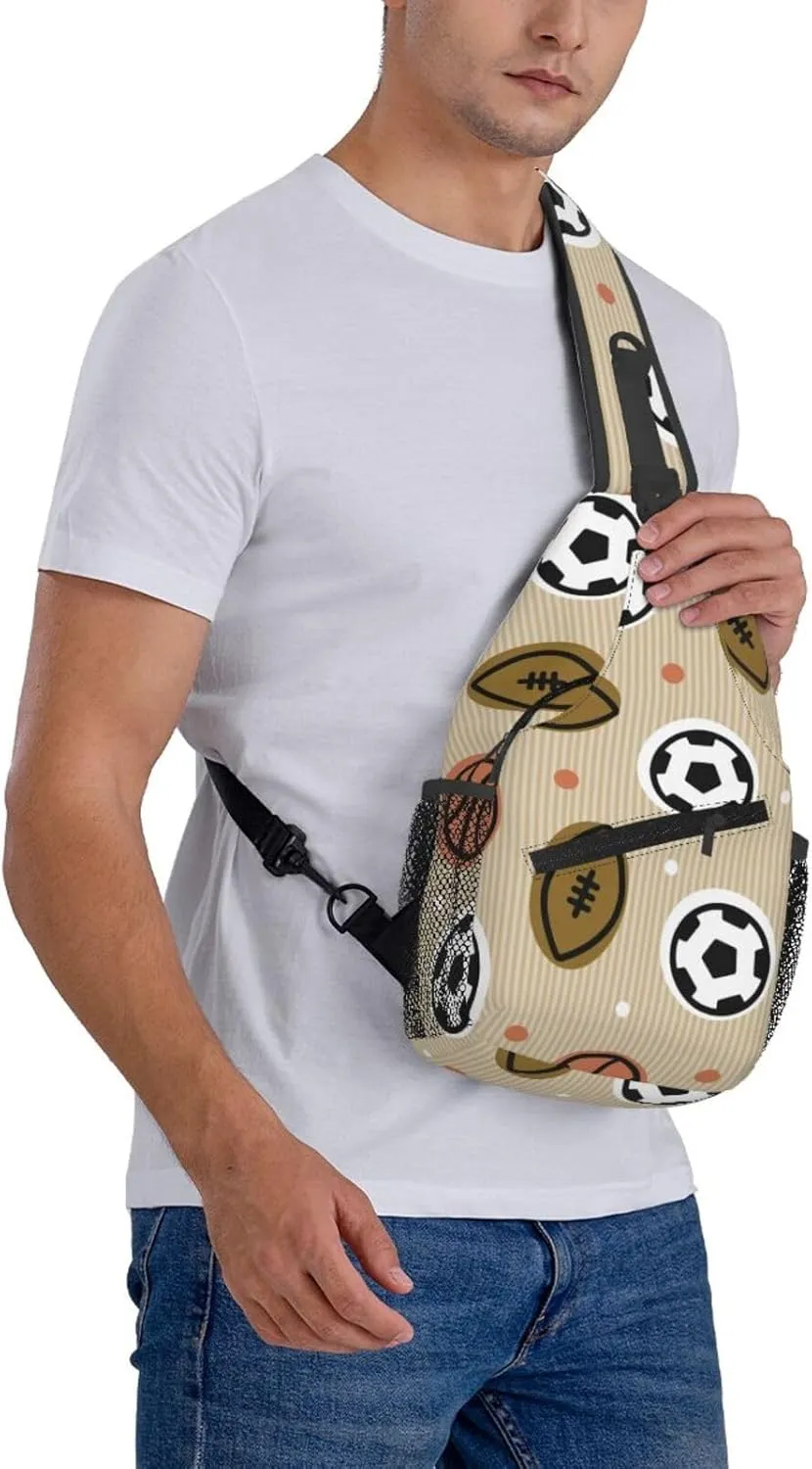 Balls Crossbody Sling Backpack Sling Bag Adjustable Chest Shoulder Daypack For Women Men