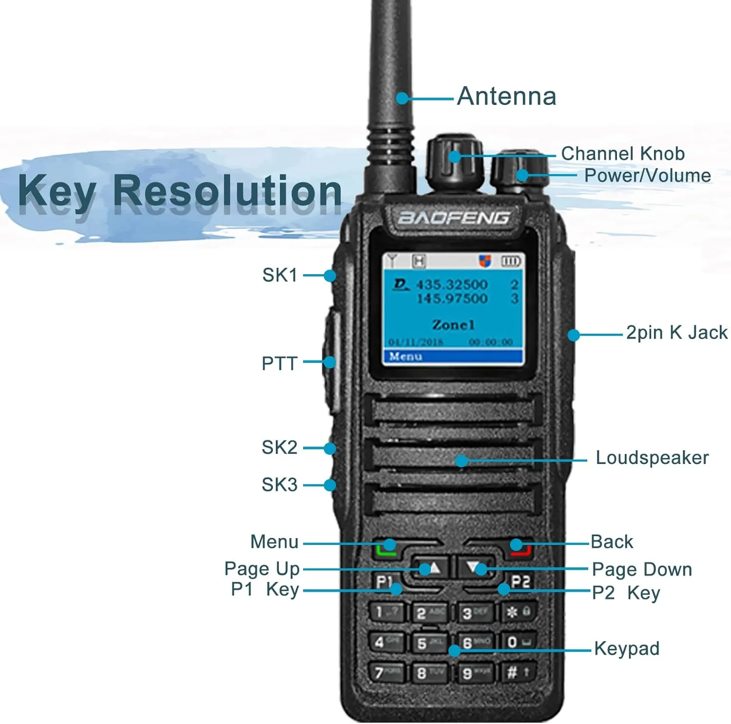 BAOFENG DM-1701 Digital Two Way Radio DMR Analog Walkie Talkie GD-77 Dual Band 5W Long Range Amateur Radio