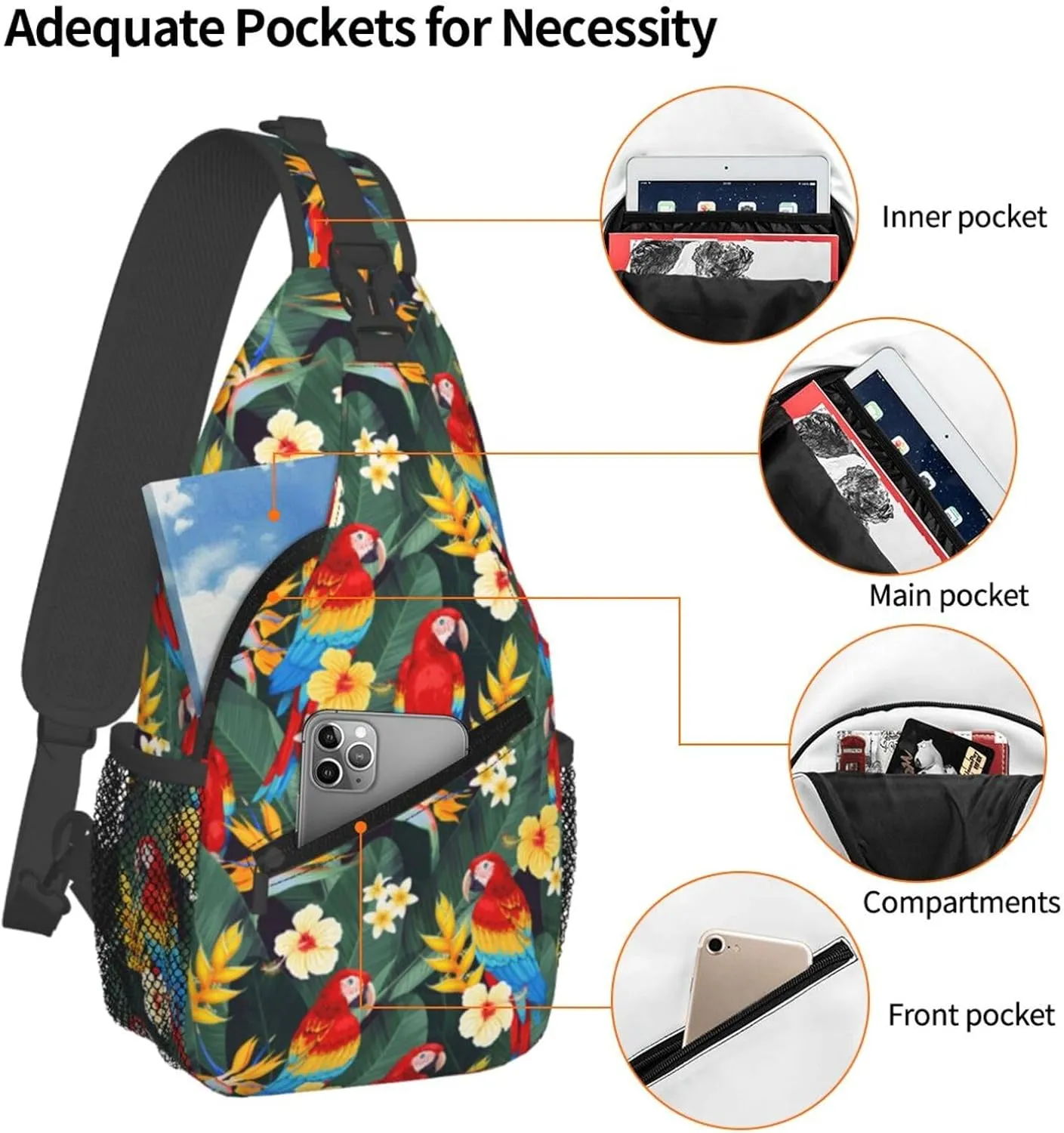 Basketball American Flag Crossbody Bag Adjustable Sling Bag Casual Chest Bags Travel Shoulder Backpack