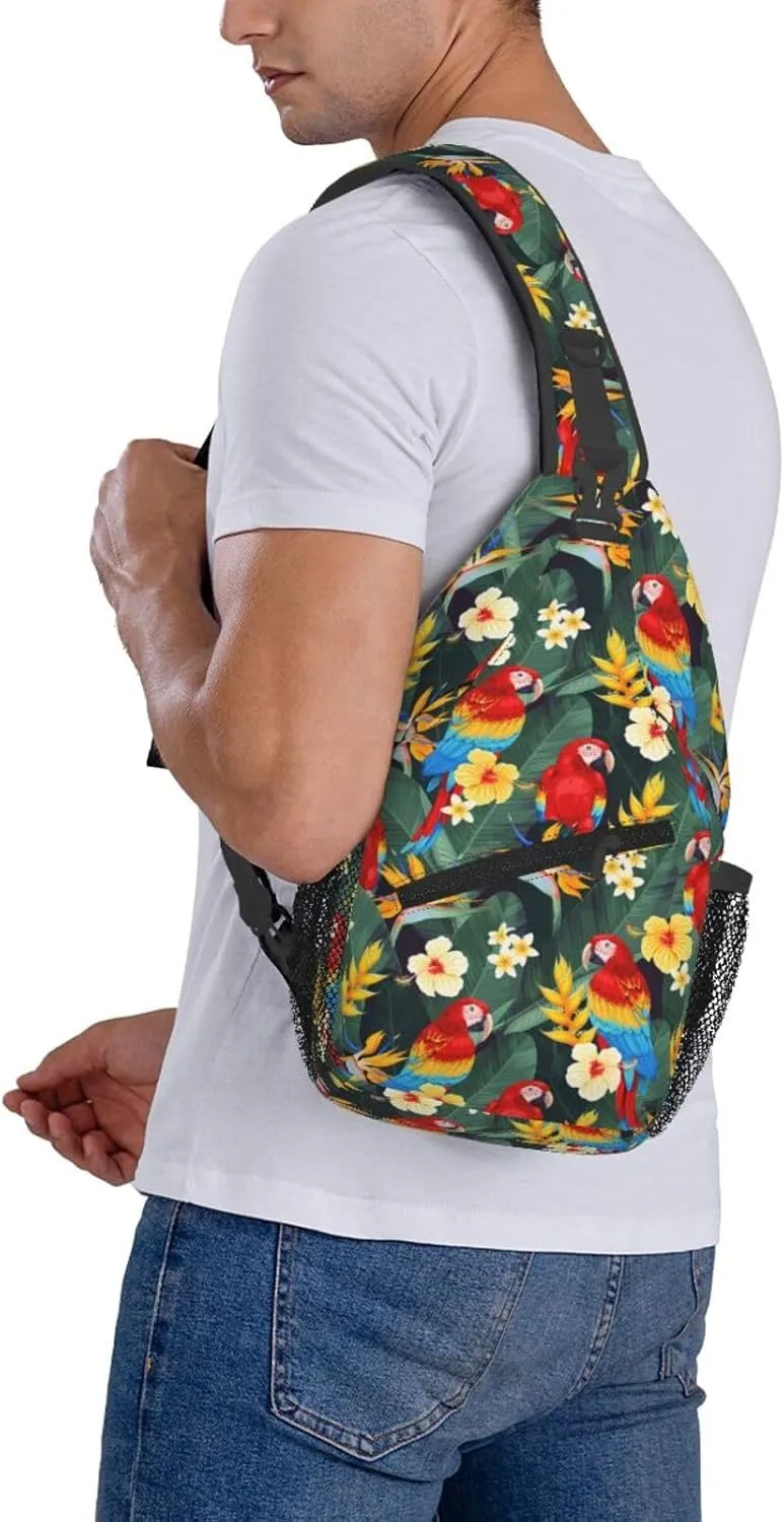 Basketball American Flag Crossbody Bag Adjustable Sling Bag Casual Chest Bags Travel Shoulder Backpack
