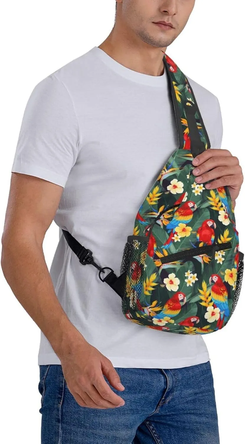 Basketball American Flag Crossbody Bag Adjustable Sling Bag Casual Chest Bags Travel Shoulder Backpack