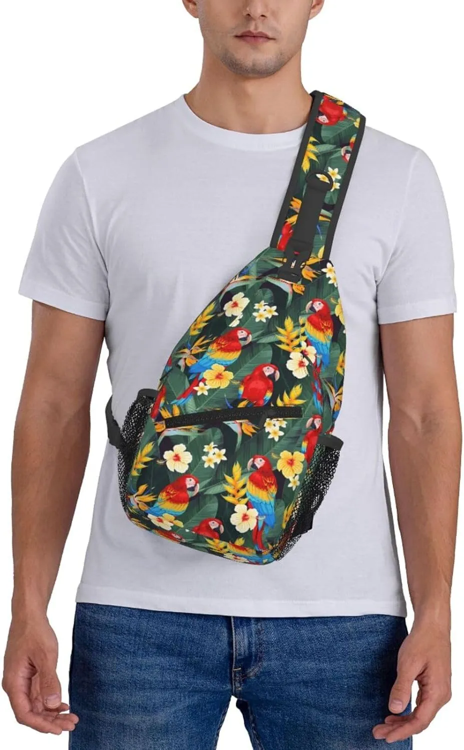Basketball American Flag Crossbody Bag Adjustable Sling Bag Casual Chest Bags Travel Shoulder Backpack