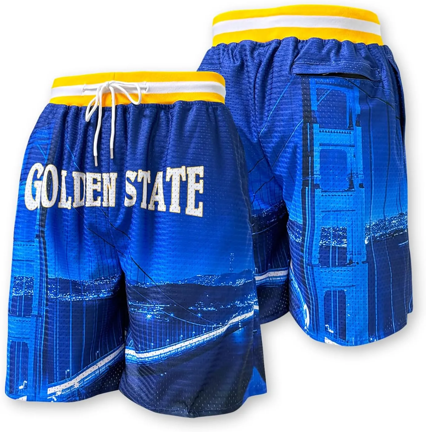 Basketball Shorts City Skyline Night View Zipper Pockets Quick Drying Trunks Fashion Hip-hop Gift for Men Gym Running