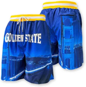 Basketball Shorts City Skyline Night View Zipper Pockets Quick Drying Trunks Fashion Hip-hop Gift for Men Gym Running