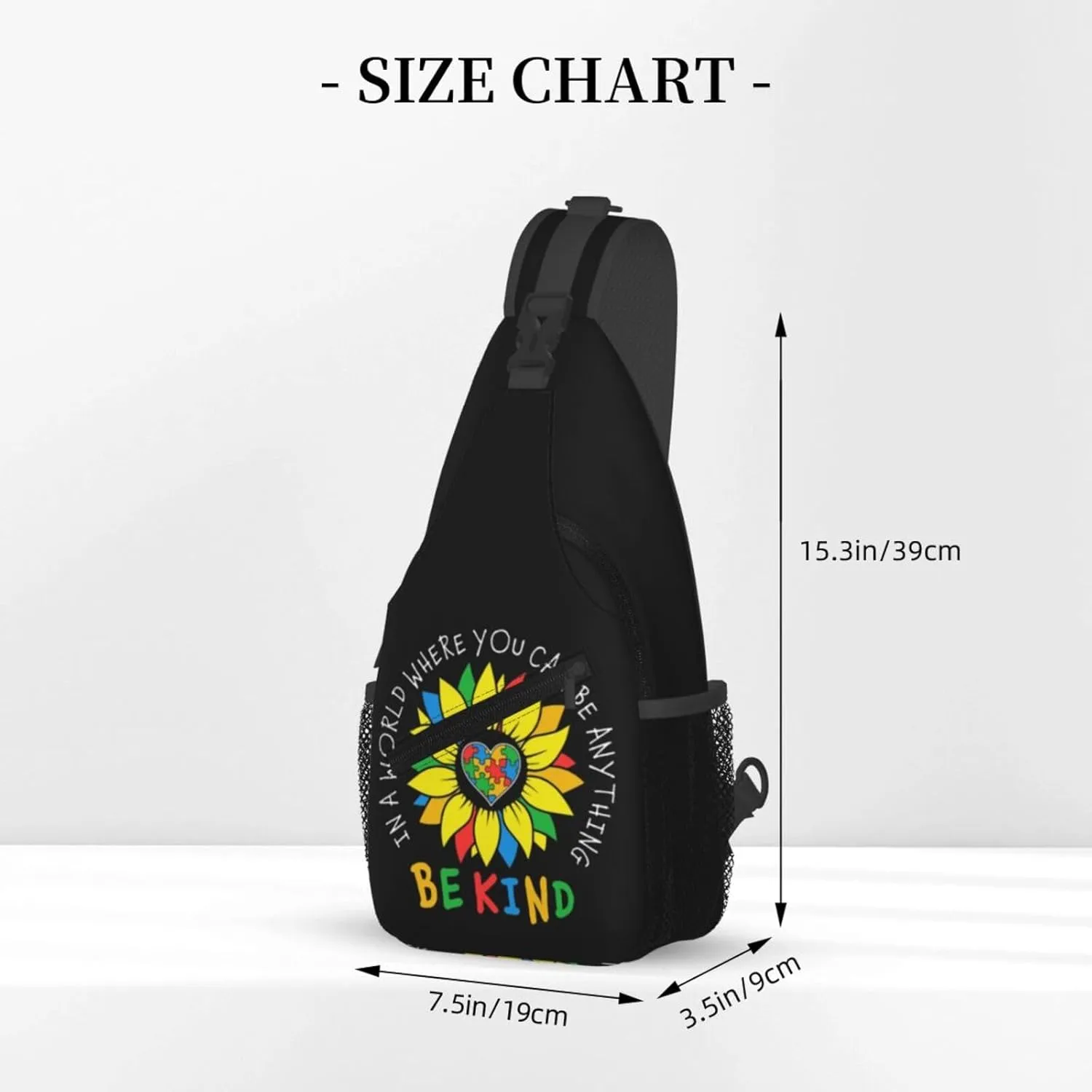 Be Anything Be Kind Autism Awareness Crossbody Bag Adjustable Sling Bag Casual Chest Bags Travel Shoulder Backpack