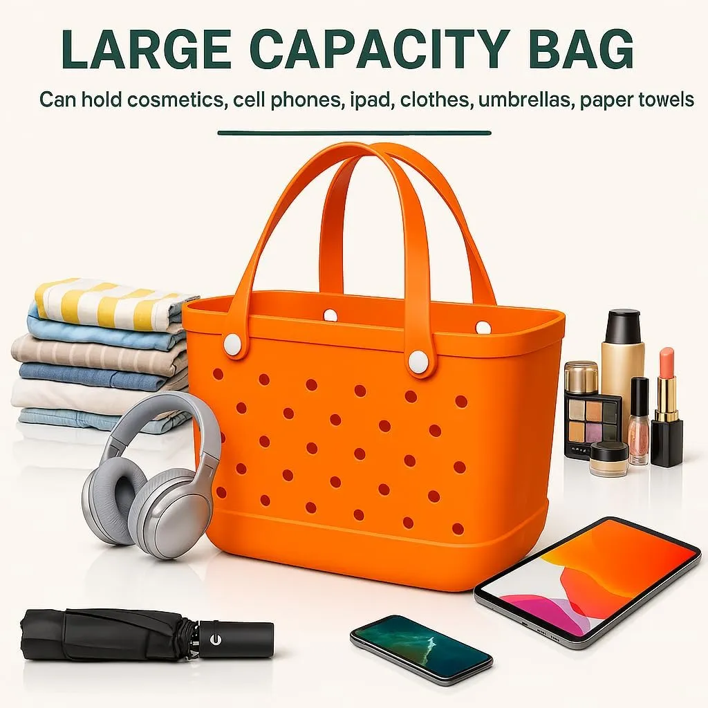 Beach Bag Rubber Beach Tote Bag - Rubber Tote Bags Waterproof Travel Handbag for Women Washable Handbags for Sports Pool
