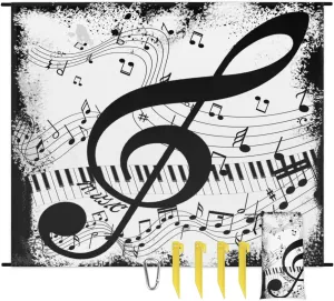Beach Blanket, Music Notes Sandproof Beach Mat, Waterproof Quick Drying Sand Free Mat with 4 x Ground Spikes for Outdoor Travel Camping Hiking, Piano Keyboard 68 x 59 in