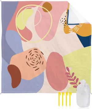 Beach Blanket Sandproof, Boho Colorful Abstract Plants Waterproof Beach Mat Lightweight Quick Drying Picnic Blanket Beach Essentials for Travel Camping Hiking 118x108in