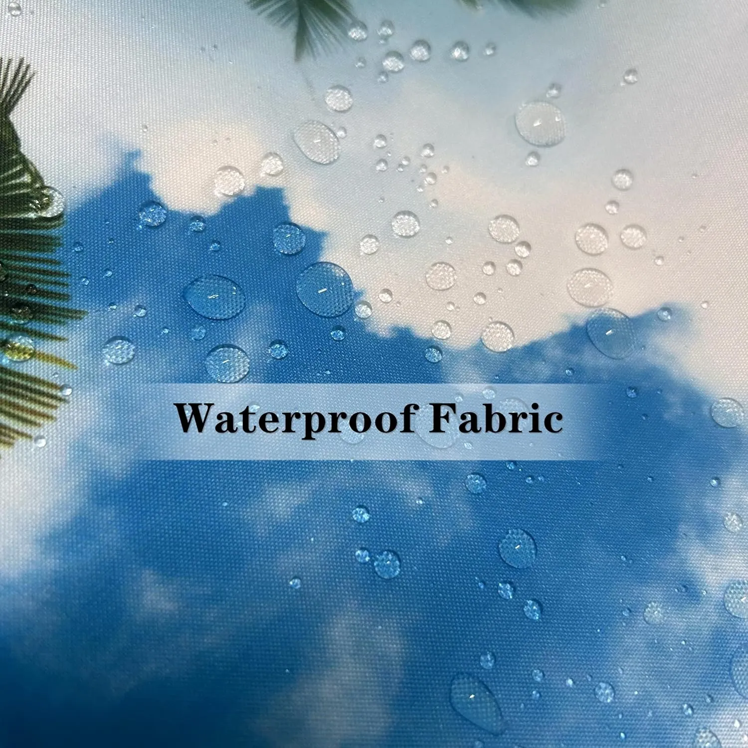 Beach Curtains W27.5 x L39 Inch Grommet Tropical Coastal Island Palm Trees Summer Ocean Waves Pattern Waterproof Fabric Window Drapes for Bedroom Kitchen Bathroom Window Small Closet 2 Panels