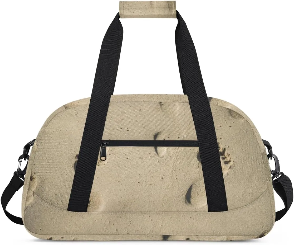 Beach Footprints Gym Duffel Bag for Men Women Beach Sports Tote Bag with Adjustable Shoulder Strap for Dance Gymnastics Traveling Outdoor Camping Overnight Stay