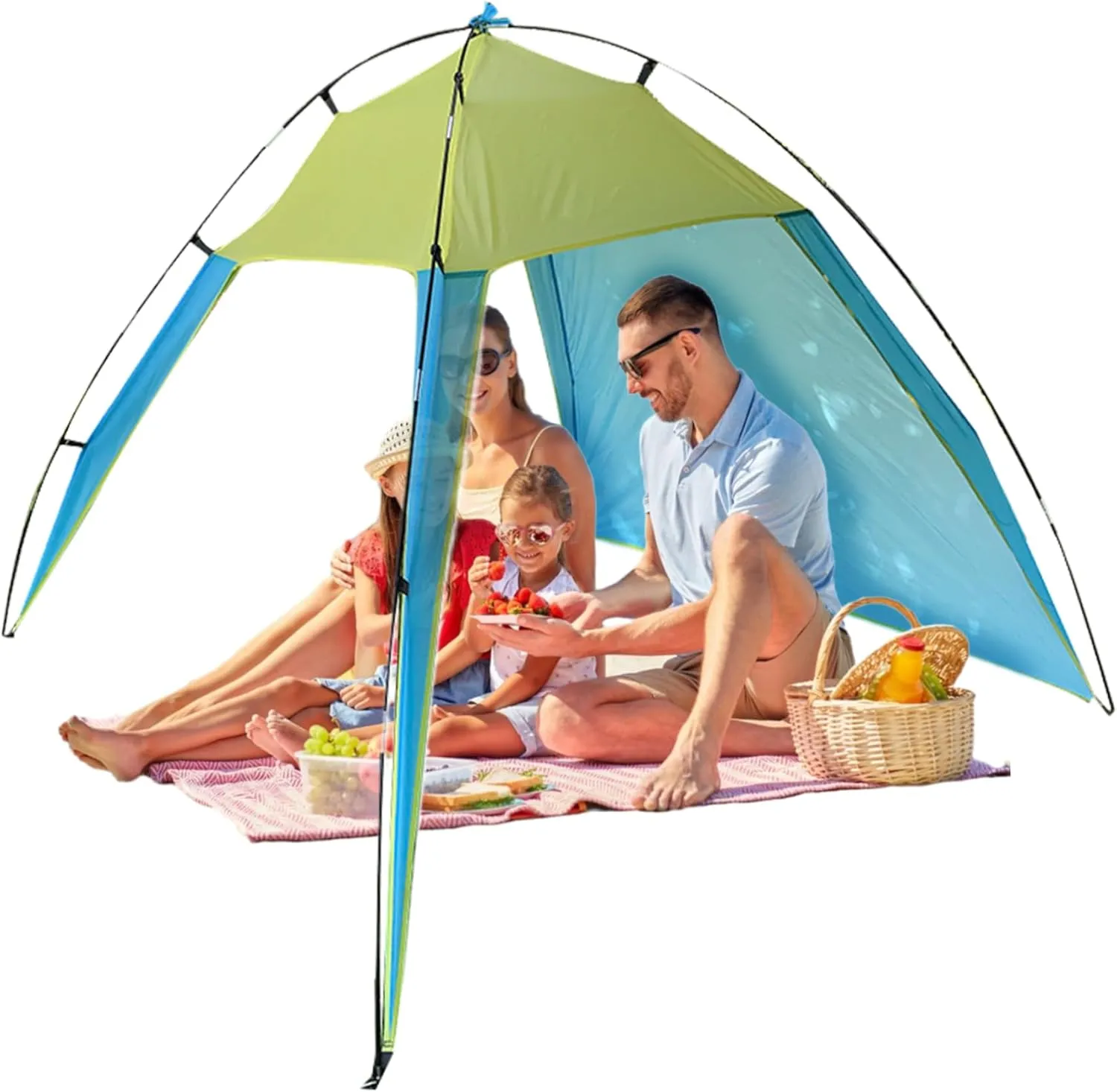 Beach Tent Waterproof Beach Tent Sun Shelter Sun Protection Canopy Ventilated ShadeEasy to Carry and Set up Canopy for Camping, Backyard, Picnic 83x91x63'' Shade