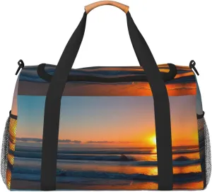 Beautiful Sunrise Ocean Print Everyday Use Travel Duffle Bag Large Capacity Travel Bag Stylish Functional Bag