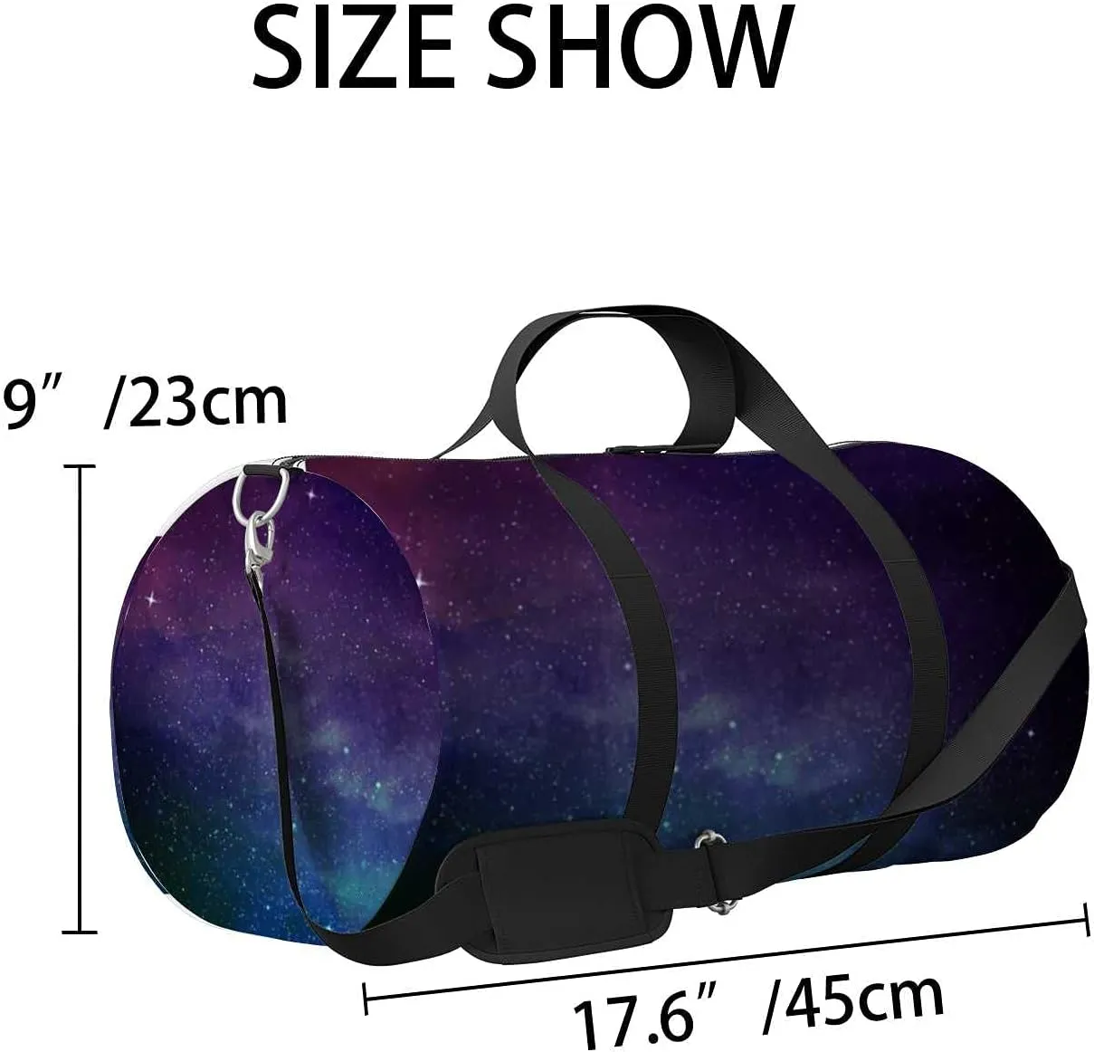 Beautiful Universe Galaxy Sports Duffel Bag Travel Gym Tote Bags Lightweight Durable Shoulder Strap Waterproof Polyester Outside Mesh Pocket Overnight Trip Duffel Bag for Women Men