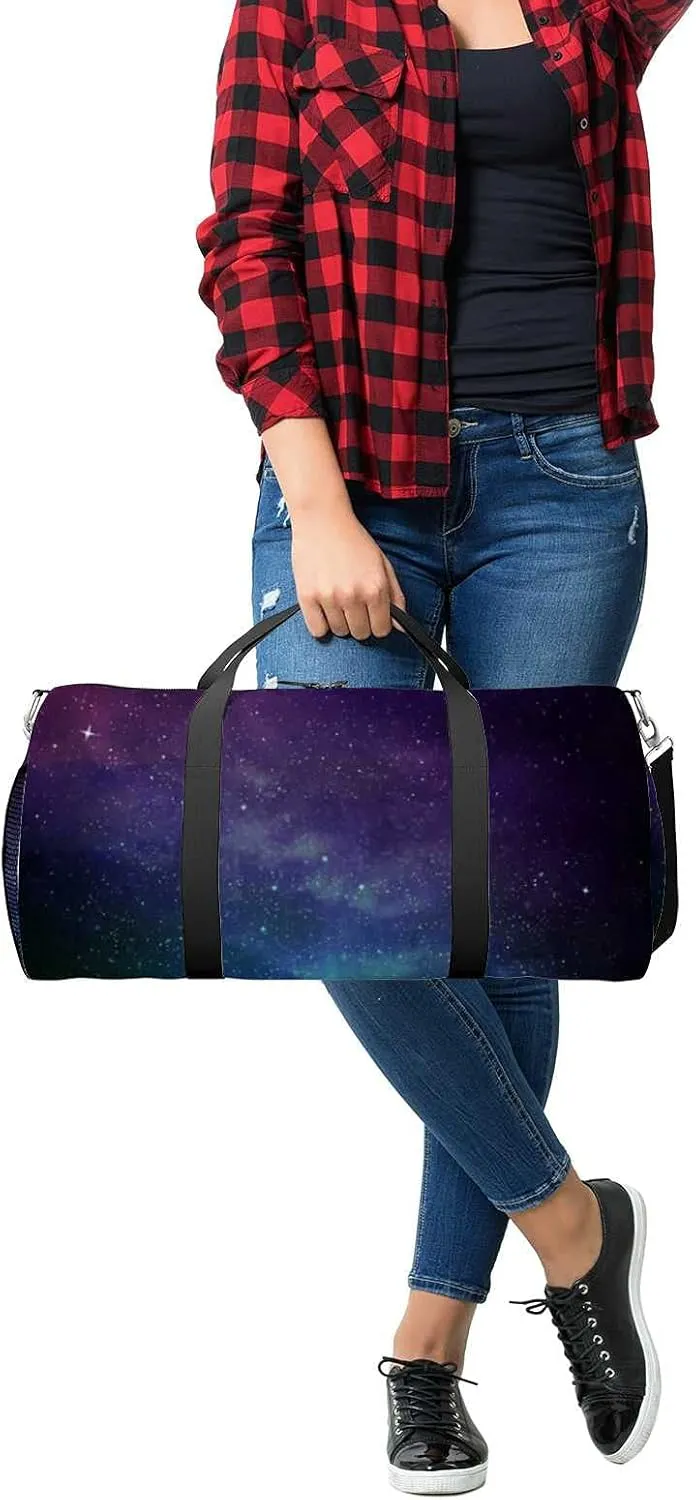 Beautiful Universe Galaxy Sports Duffel Bag Travel Gym Tote Bags Lightweight Durable Shoulder Strap Waterproof Polyester Outside Mesh Pocket Overnight Trip Duffel Bag for Women Men