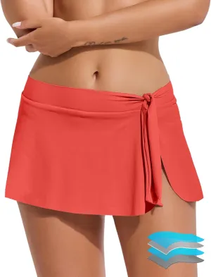 Beautikini Period Swim 2-in-1 Skirt Menstrual Leakproof Bikini Bottoms Sporty Low Waist Short for Teens Girls