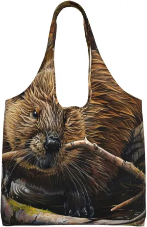 beaver working Print Stylish and Spacious Single Shoulder Commuting Canvas Tote Bag for Work Travel