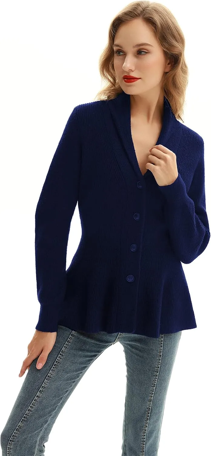 Belle Poque Women Vintage Cardigan Sweater Shawl Lapel Button Down Sweater Outwear Coat