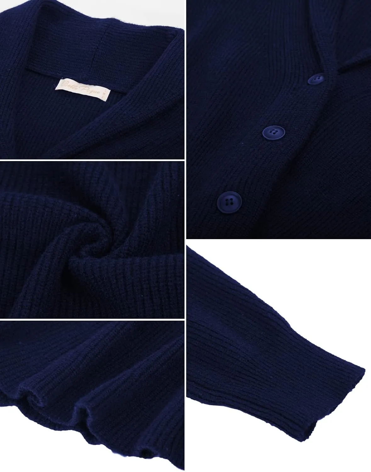 Belle Poque Women Vintage Cardigan Sweater Shawl Lapel Button Down Sweater Outwear Coat