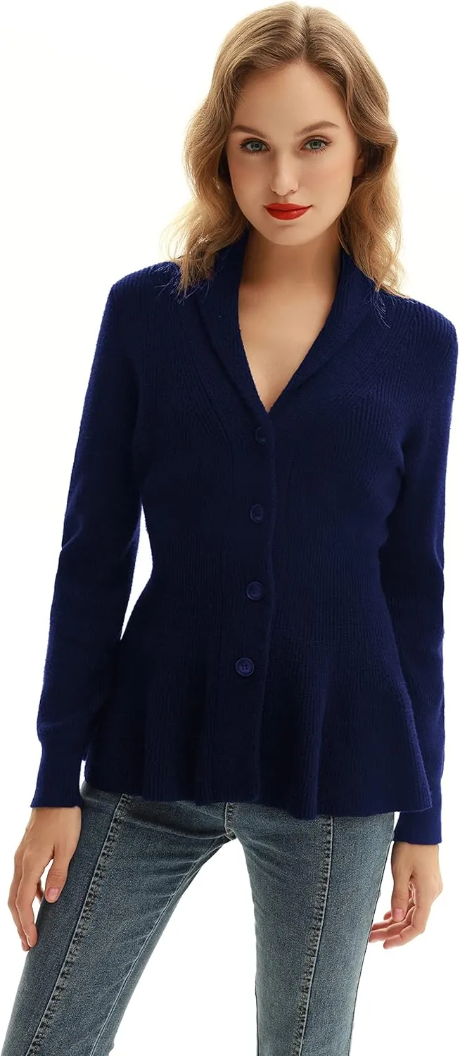 Belle Poque Women Vintage Cardigan Sweater Shawl Lapel Button Down Sweater Outwear Coat