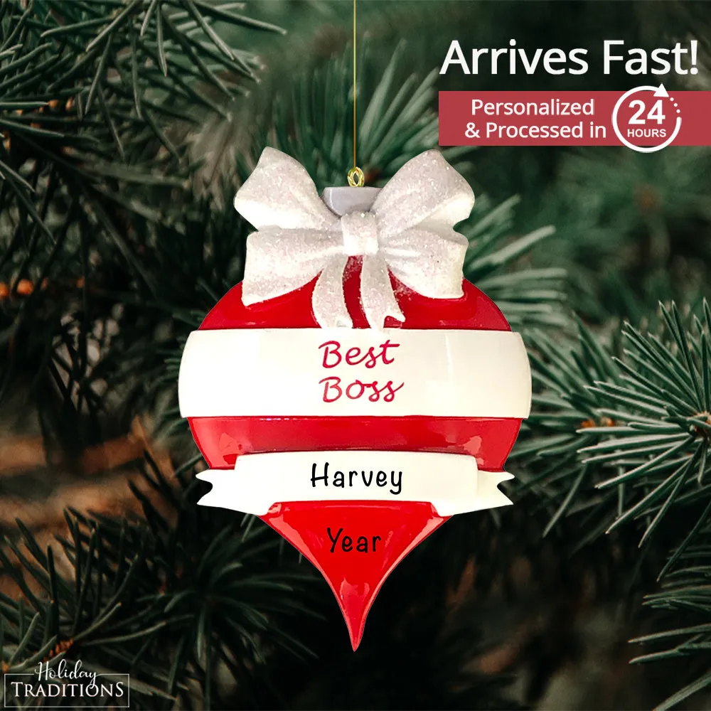 Best Boss Red Personalized Ornament