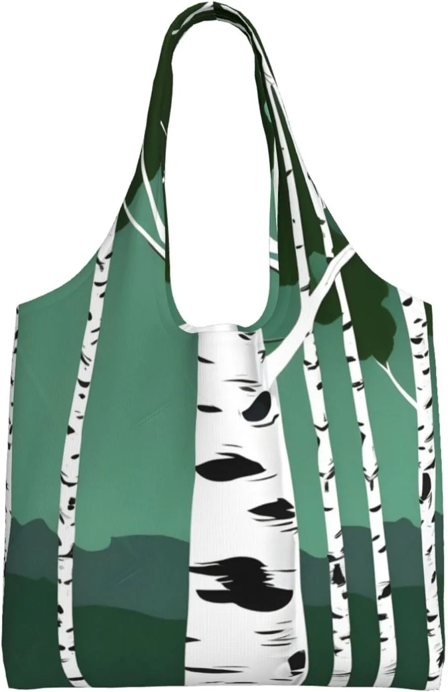 Birch Trees Print Stylish and Spacious Single Shoulder Commuting Canvas Tote Bag for Work Travel