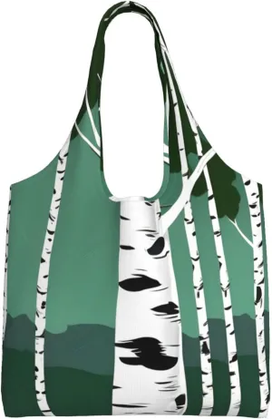 Birch Trees Print Stylish and Spacious Single Shoulder Commuting Canvas Tote Bag for Work Travel