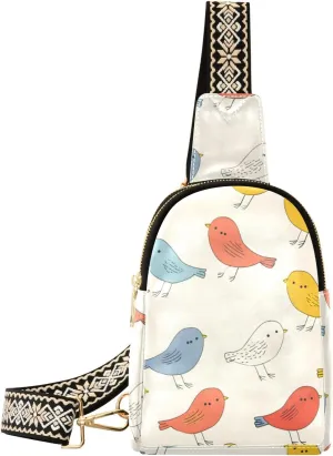 Bird Bag Small Sling Bag for Women Cute Little Birds Leather Crossbody Bags Chest Bag Waist Packs