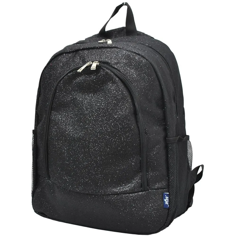 Black Glitter NGIL Canvas School Backpack