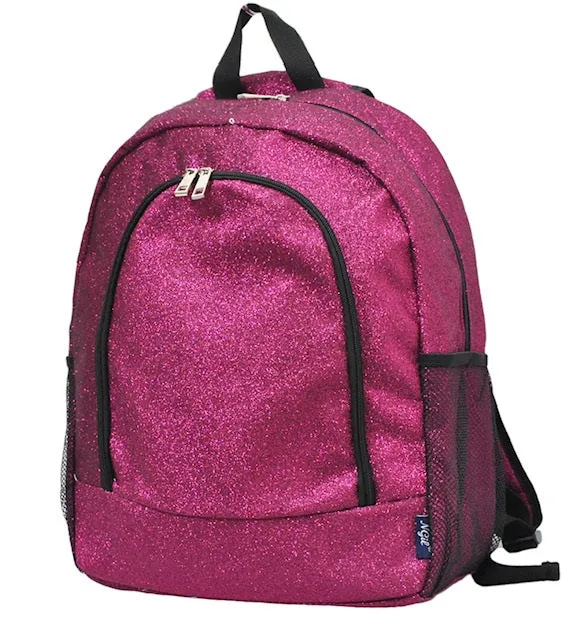 Black Glitter NGIL Canvas School Backpack