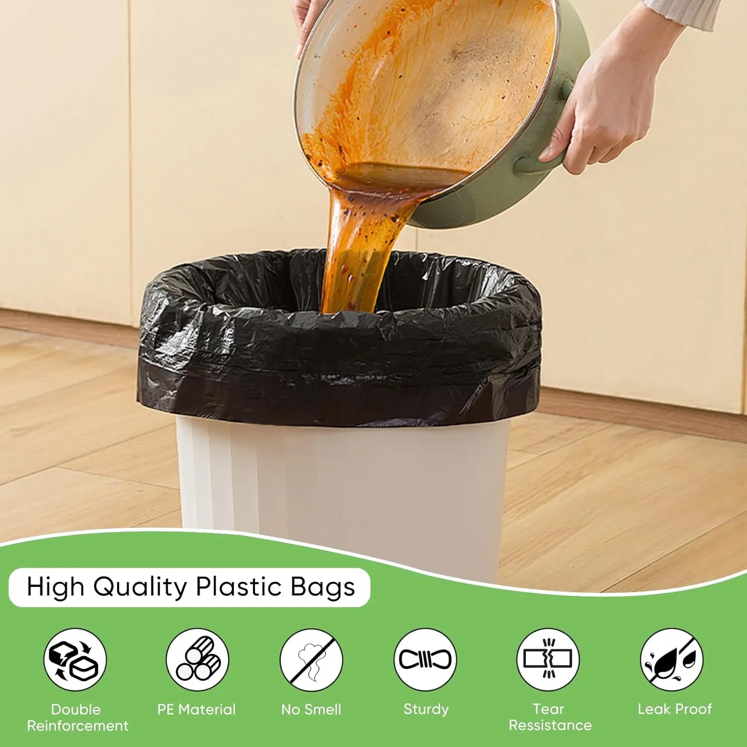 Black Plastic Bags (11.5'x 6.5" x 21')(1000Pack) with Handles - Shopping & Grocery Bags for Small Business, Restaurants in Bulk