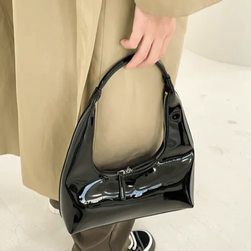 Black Retro Baguette Bag