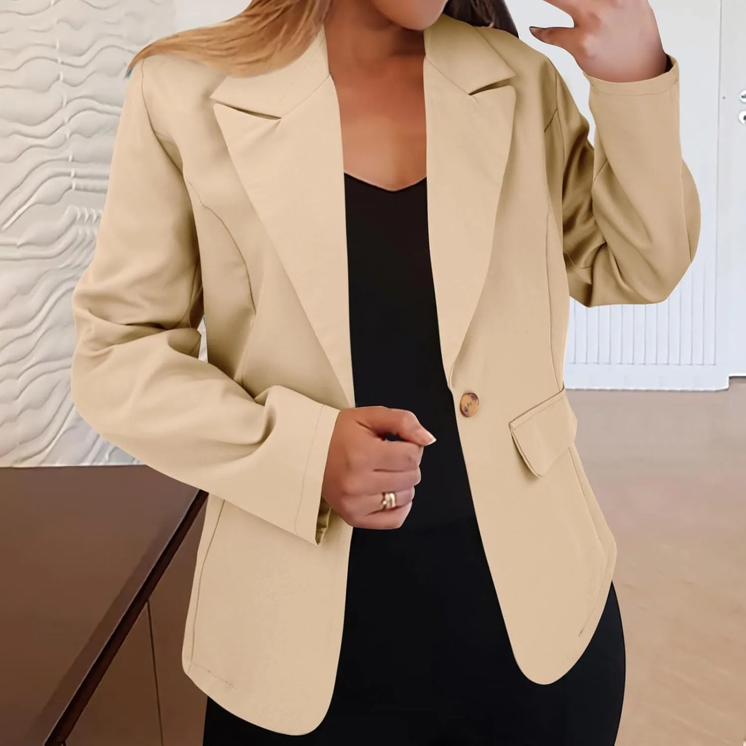 Blazers for Women Business Casual Long Sleeve Cardigan Suit Jackets Spring Fall Trendy Professional Work Clothes