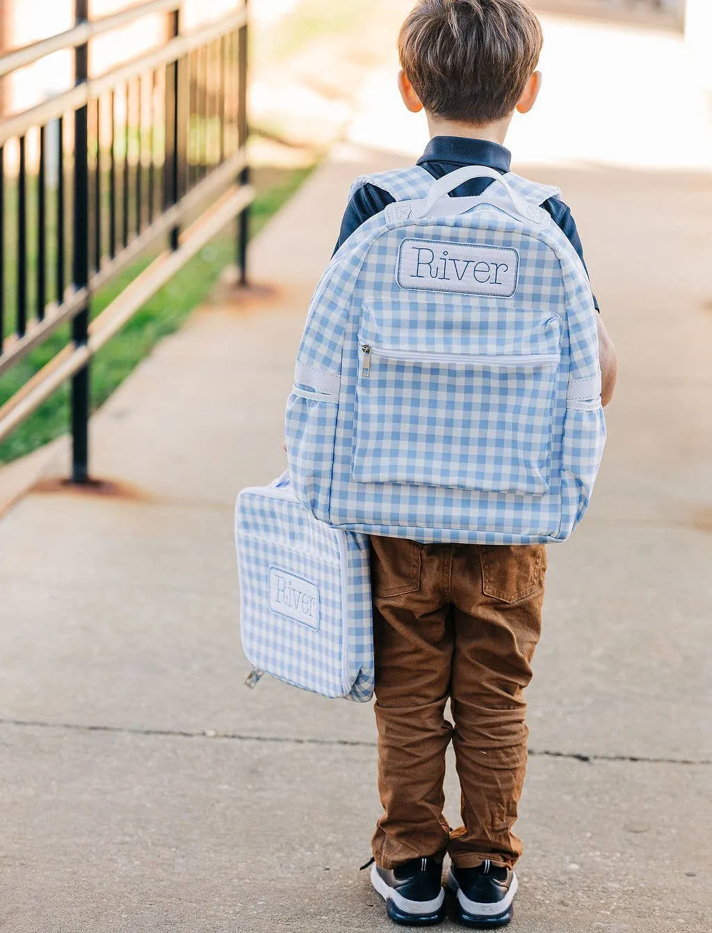 Blue Gingham Backpack