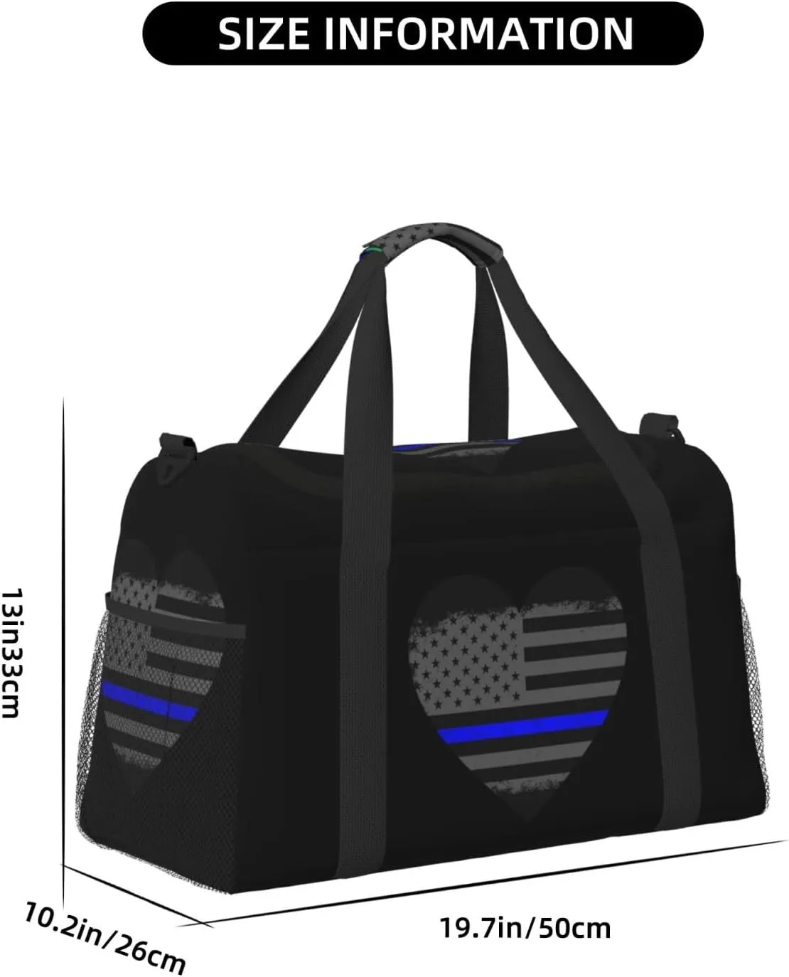 Blue Thin Line American Flag 0 Travel Duffel Bag Large Foldable Waterproof Overnight Bag For Beach Swim Bags Pool Sports Gym