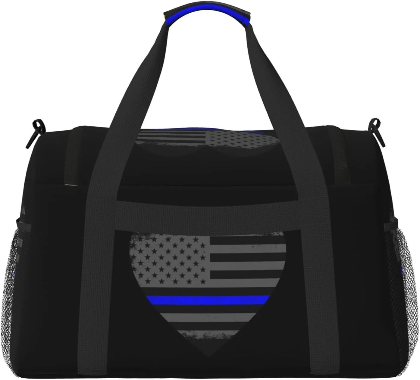 Blue Thin Line American Flag 0 Travel Duffel Bag Large Foldable Waterproof Overnight Bag For Beach Swim Bags Pool Sports Gym