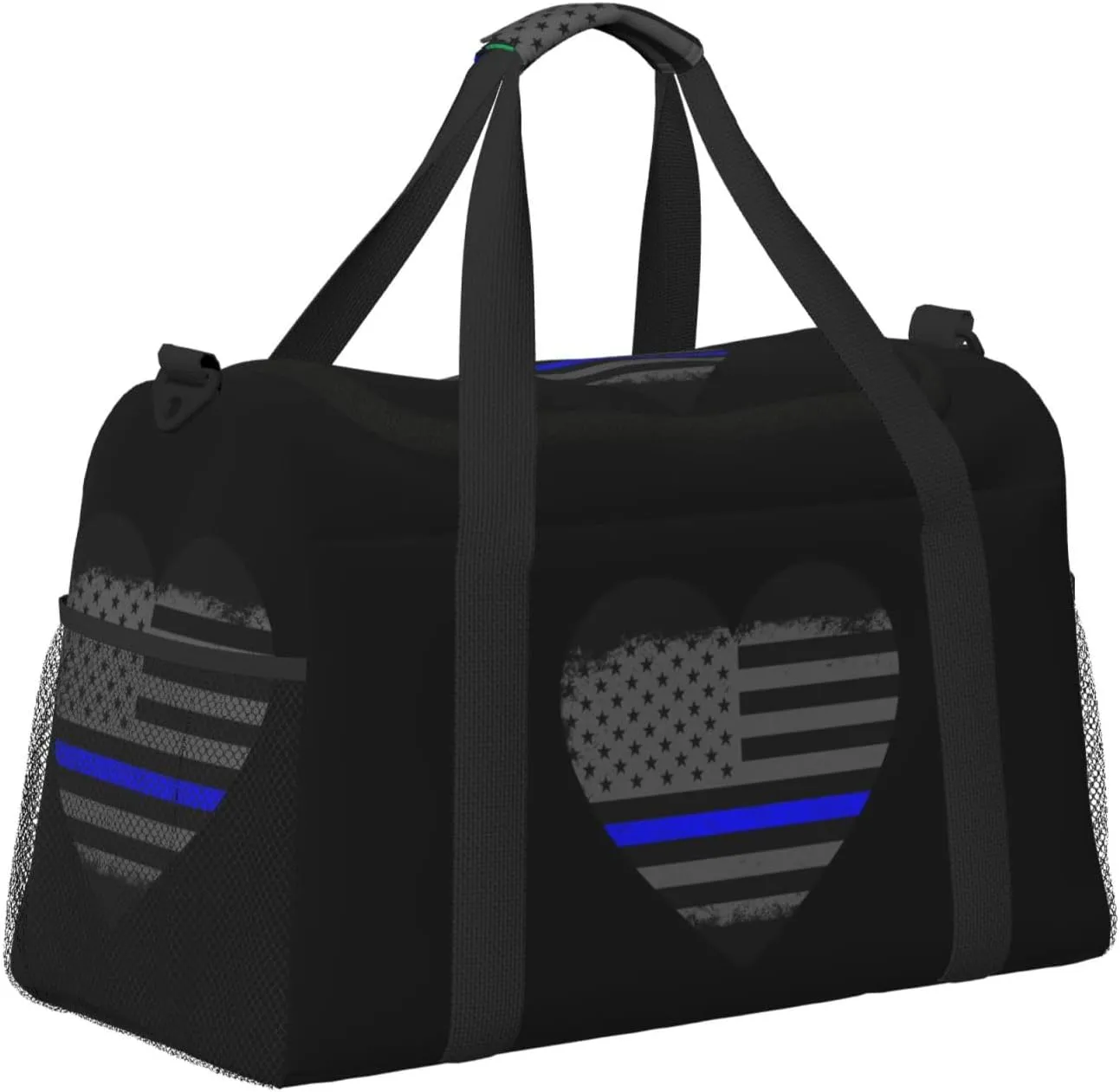 Blue Thin Line American Flag 0 Travel Duffel Bag Large Foldable Waterproof Overnight Bag For Beach Swim Bags Pool Sports Gym
