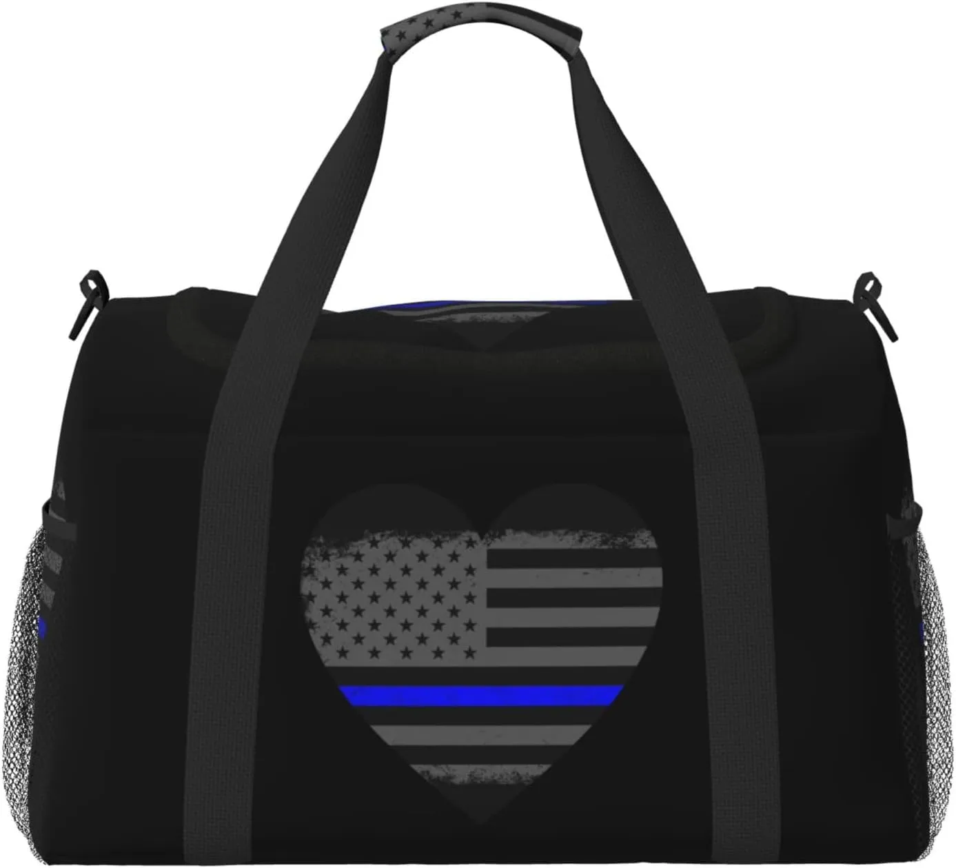 Blue Thin Line American Flag 0 Travel Duffel Bag Large Foldable Waterproof Overnight Bag For Beach Swim Bags Pool Sports Gym