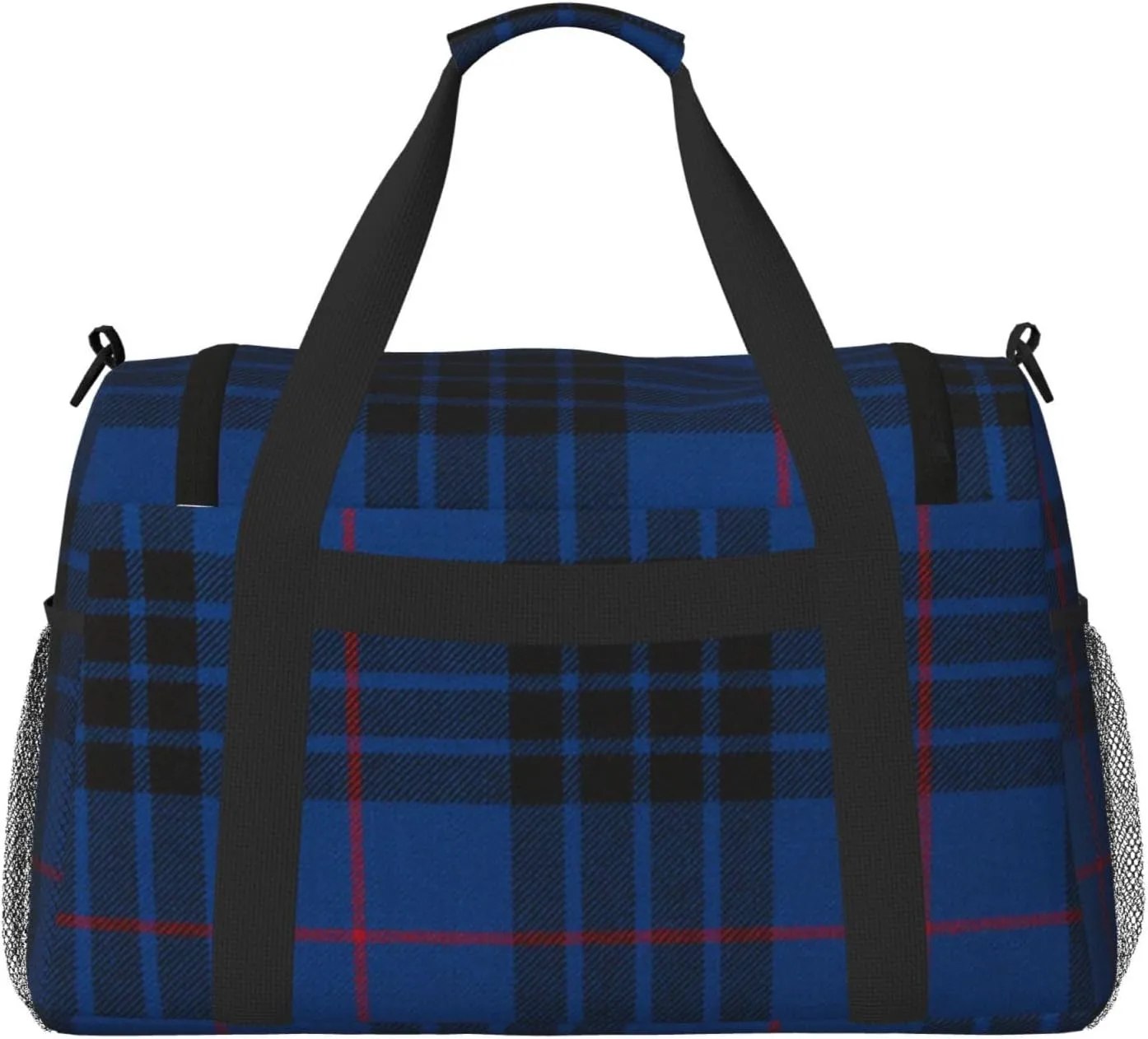Blue Thin Line Grid Travel Duffel Bag Large Foldable Waterproof Overnight Bag For Beach Swim Bags Pool Sports Gym