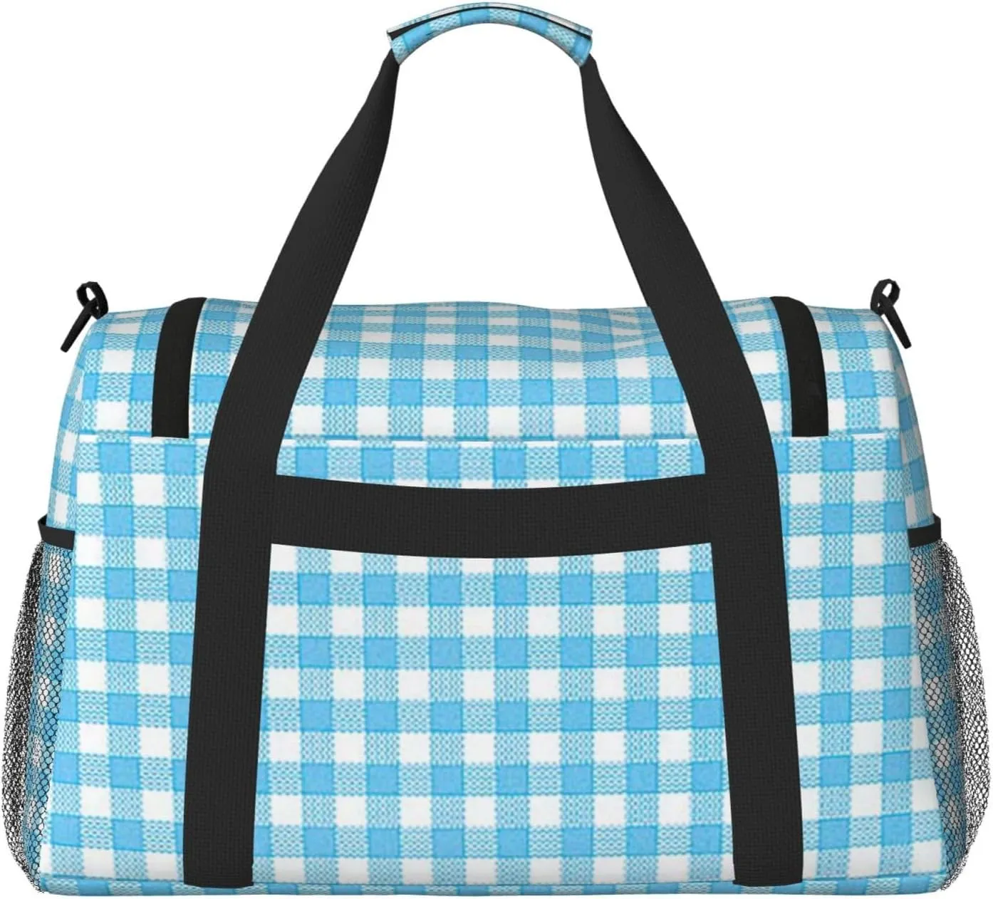 Blue White Thin Line Travel Duffel Bag Large Foldable Waterproof Overnight Bag For Beach Swim Bags Pool Sports Gym