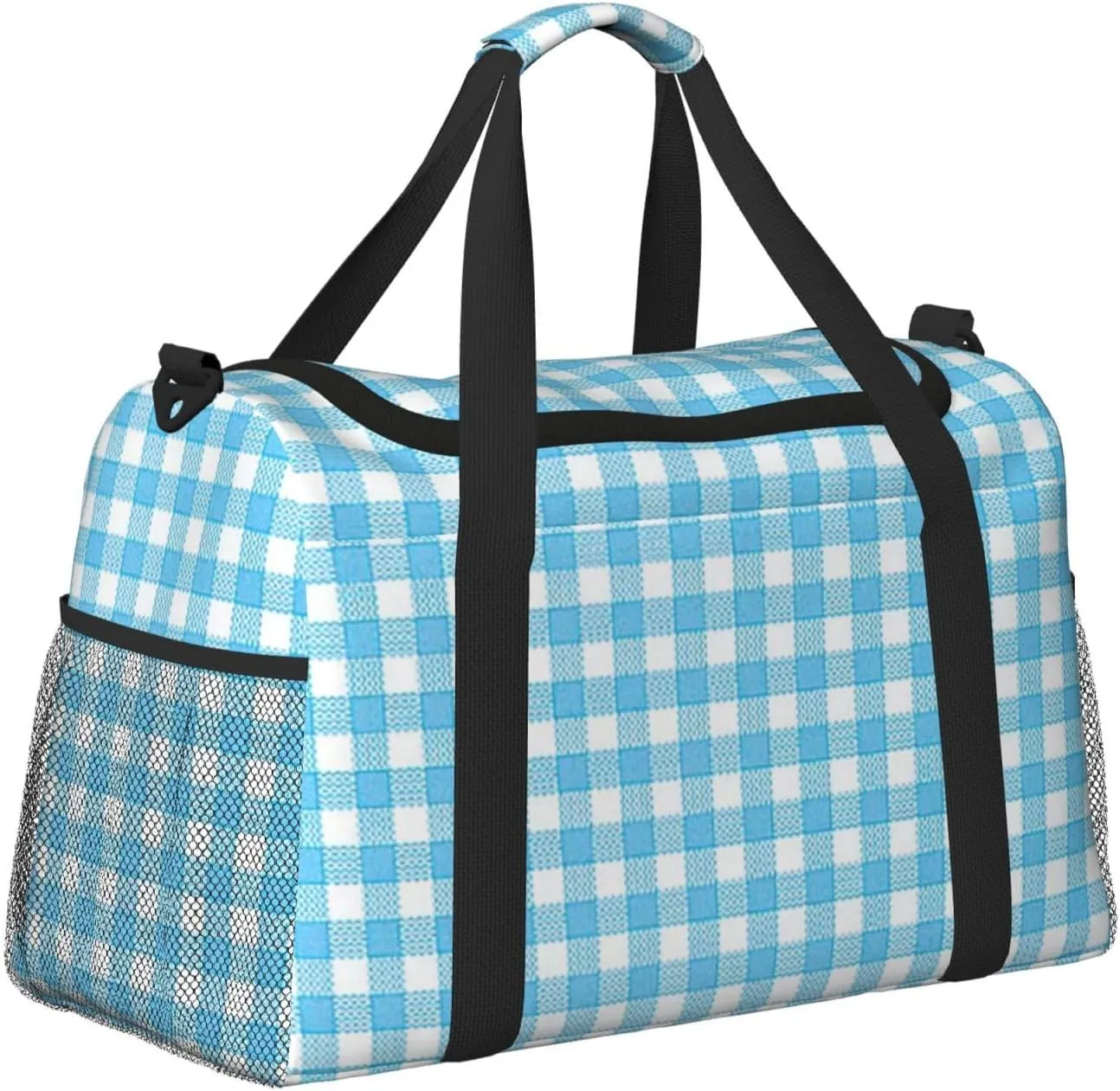 Blue White Thin Line Travel Duffel Bag Large Foldable Waterproof Overnight Bag For Beach Swim Bags Pool Sports Gym