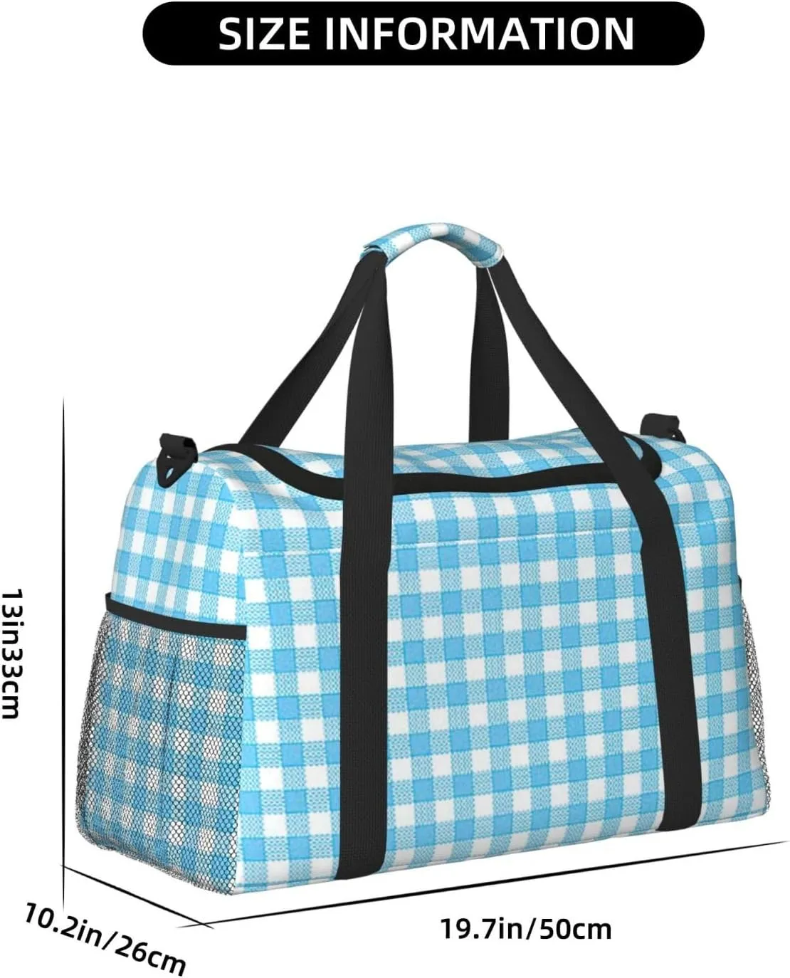 Blue White Thin Line Travel Duffel Bag Large Foldable Waterproof Overnight Bag For Beach Swim Bags Pool Sports Gym