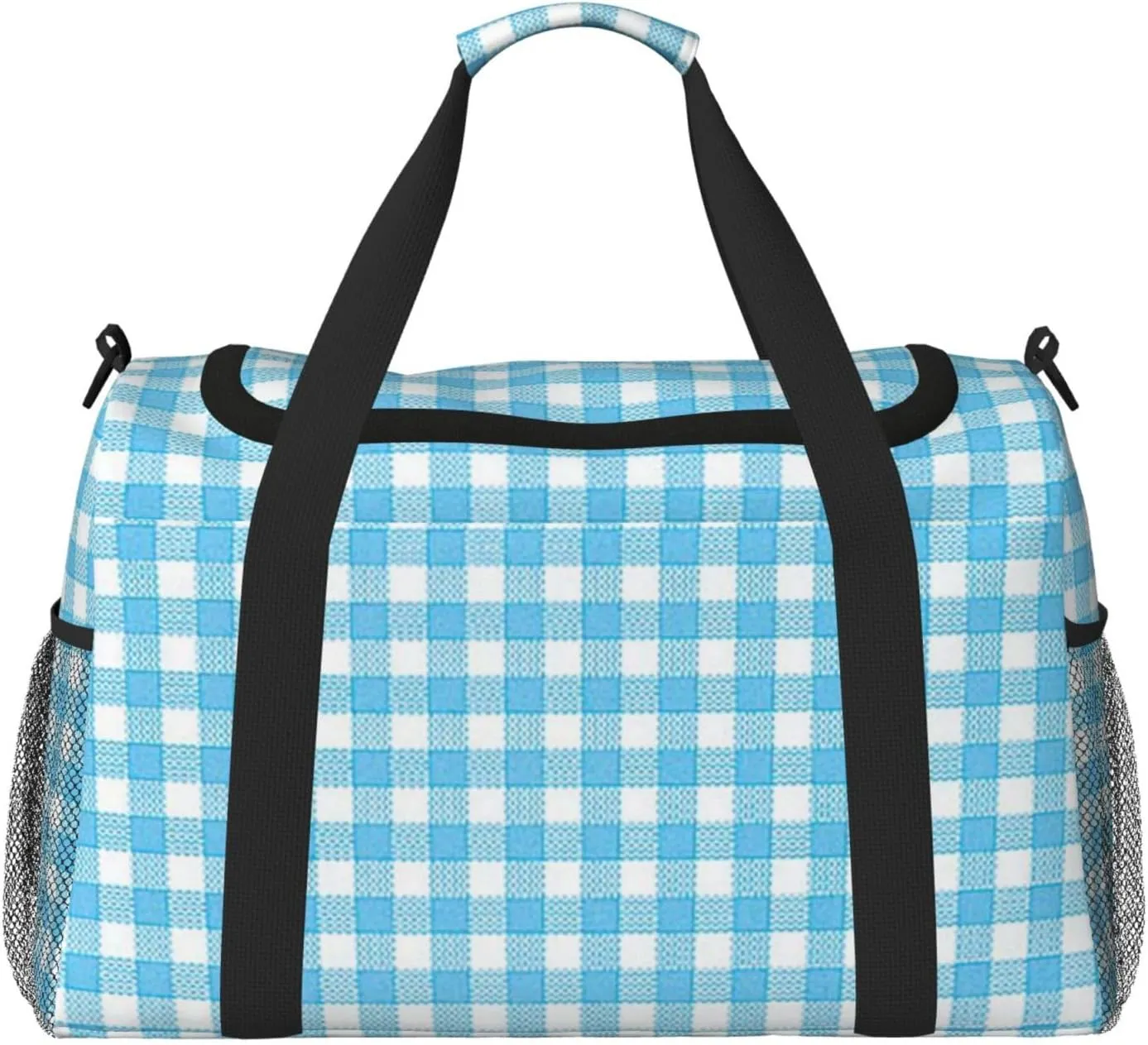 Blue White Thin Line Travel Duffel Bag Large Foldable Waterproof Overnight Bag For Beach Swim Bags Pool Sports Gym